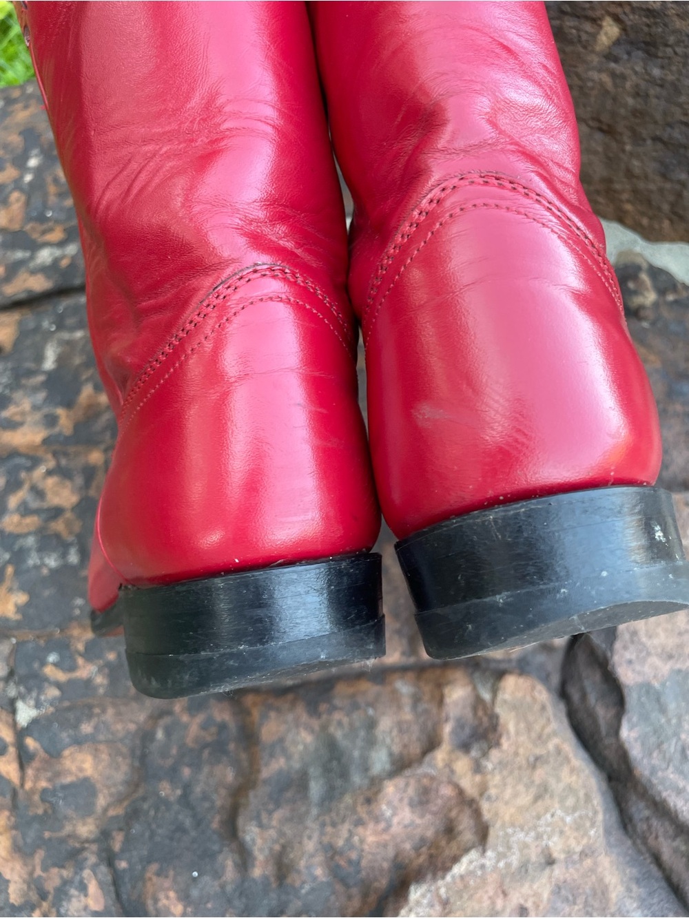 Justin Boots Red Leather Western Cowboy Roper Boots size 8 - Picture 7 of 11